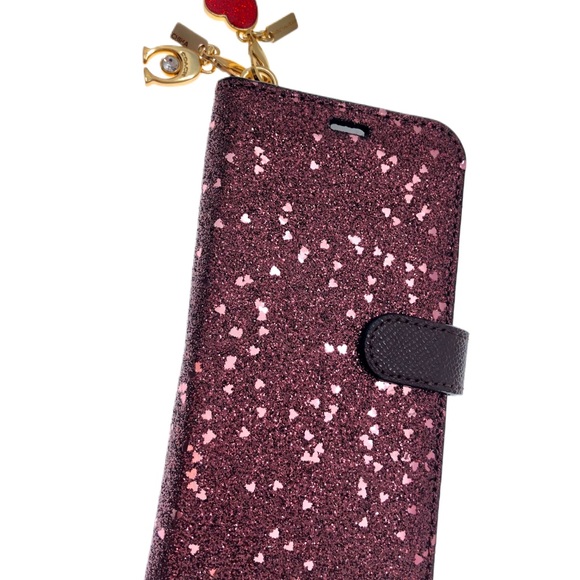 Purple Glittery Heart Phone Case Coach NIB Gift - Picture 4 of 16